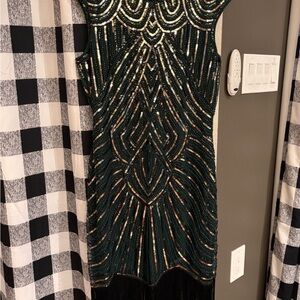 Green, Black and Gold Beaded Dress